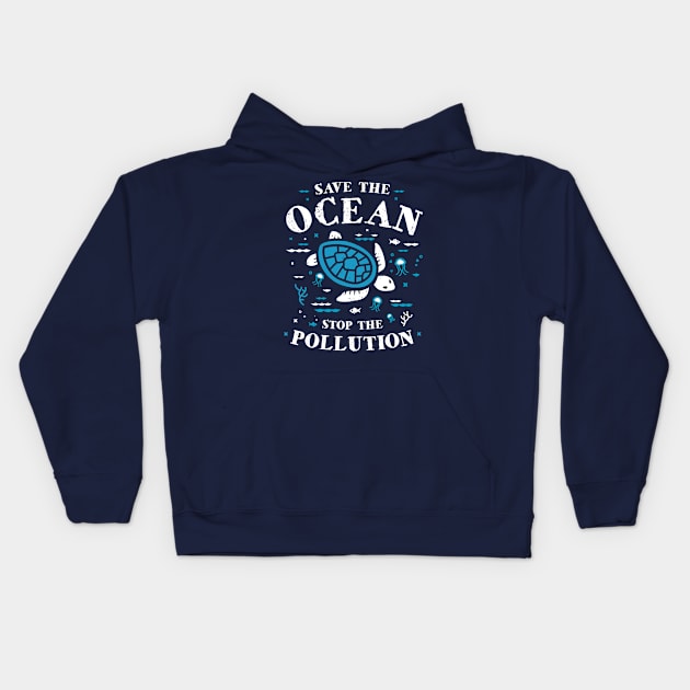 Save The Ocean Stop The Pollution Turtle Kids Hoodie by bangtees